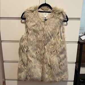 GAP Beige Faux Fur Vest
